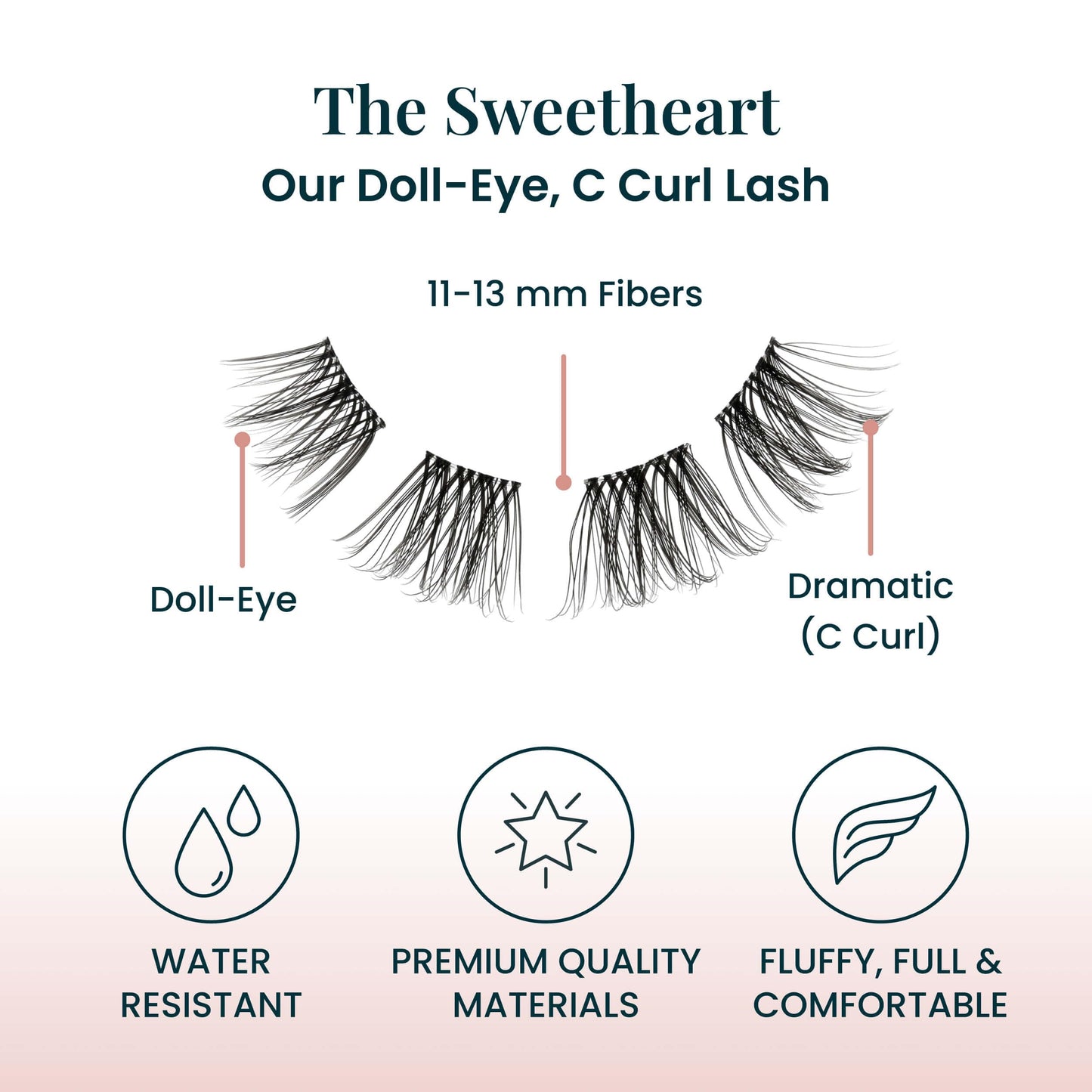 Sweetheart Doll-Eyed Lash Clusters for Women, Salon Quality At Home Eyelashes Extension Kit, 6 Lash Sets, No Lash Glue Included