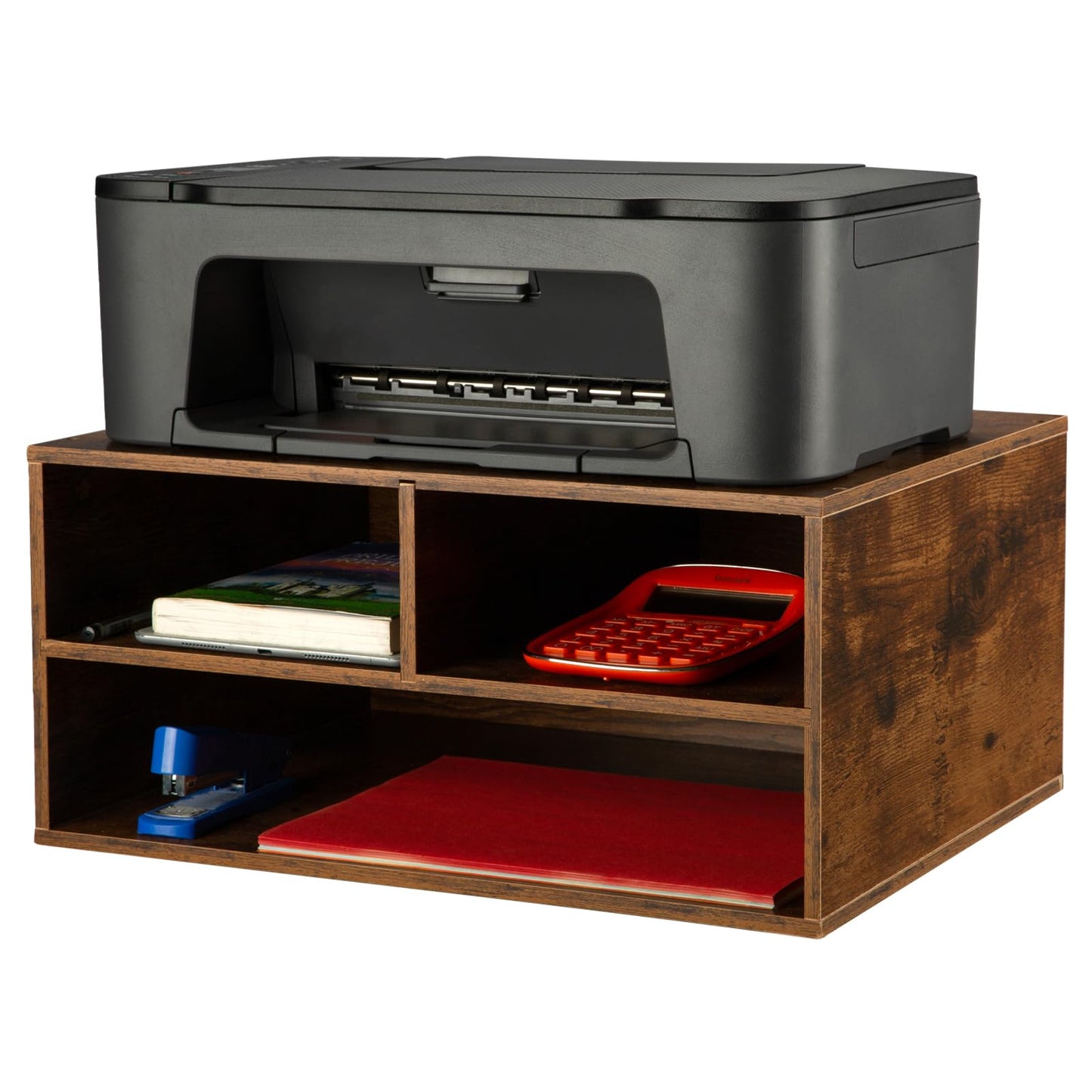 EMERIT Printer Stand Shelf with Storage Wood Desk Paper Organizer for Home/Office, Printer Riser, 2 Tier