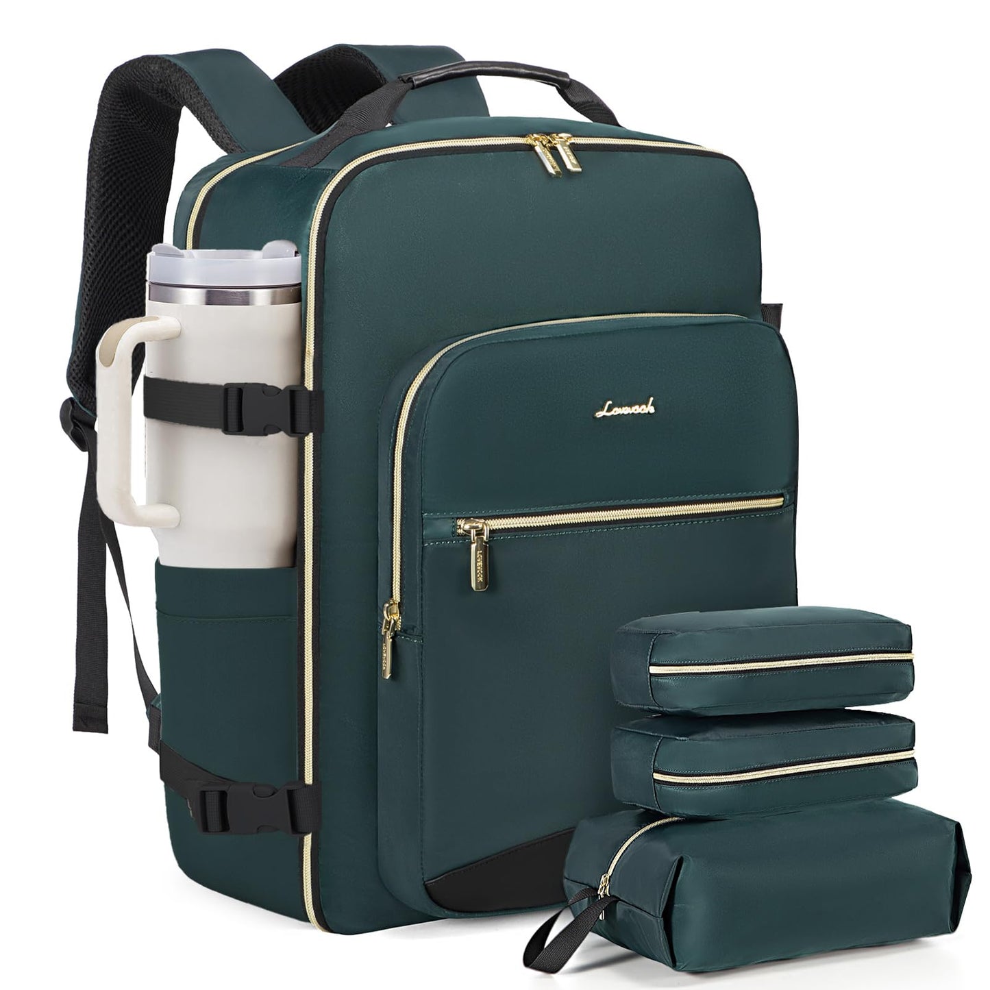 LOVEVOOK 40L Large Travel Backpack for Women Men, 17 Inch Carry on Backpack for Traveling on Airplane, Personal Item Travel Bag Airline Approved, Business Causal Weekender Backpack, Green-Black