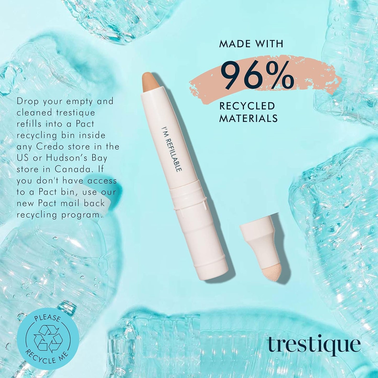 trestique Bronzer Stick, Refillable Contour Stick With Built-In Blending Brush, Sustainable Contour Makeup, Clean Beauty Cream Bronzer