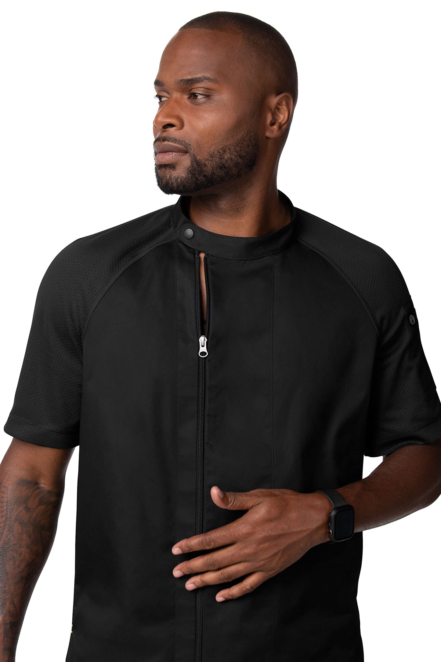 Chef Works Men's Varkala Chef Coat, Black, Medium