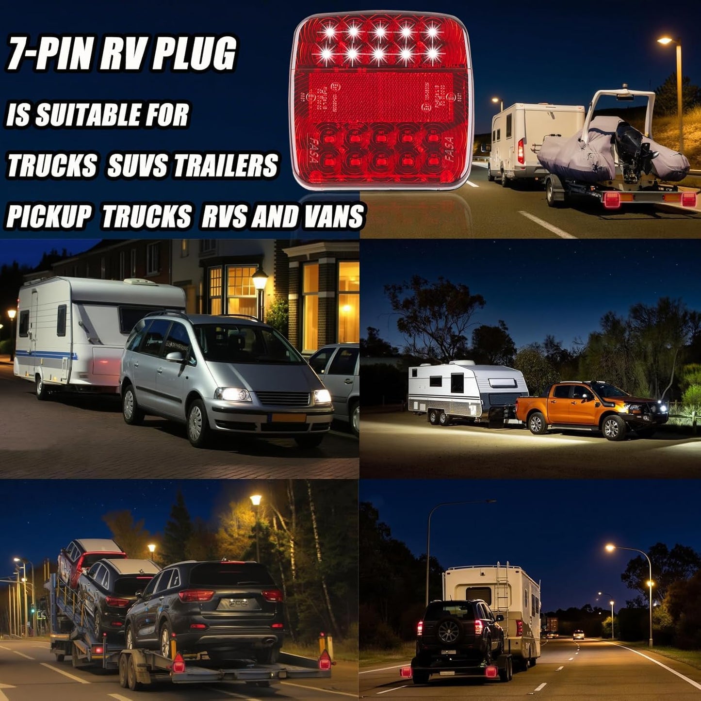Wireless Trailer Lights Magnetic, upgrade Rechargeable Wireless Trailer Tow Lights LED Kit, IP65 Waterproof, 10-Hour Battery Life, 100 FT Signal Synchronization for Towing Truck Camper RV Boat