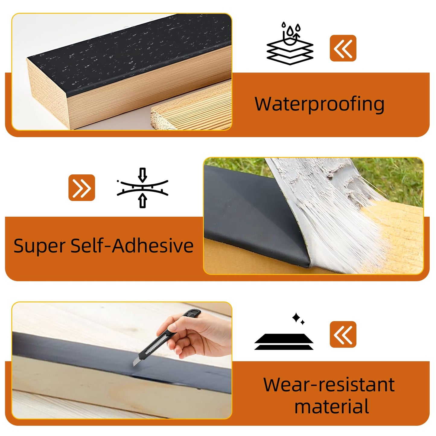 JOAPRIL Joist Tape 3" x 50', 2pack Self-Adhesive Deck Joist Flashing Tape for Hardwood, Thermal Wood, PVC, Pressure Treated, and Composite Decking