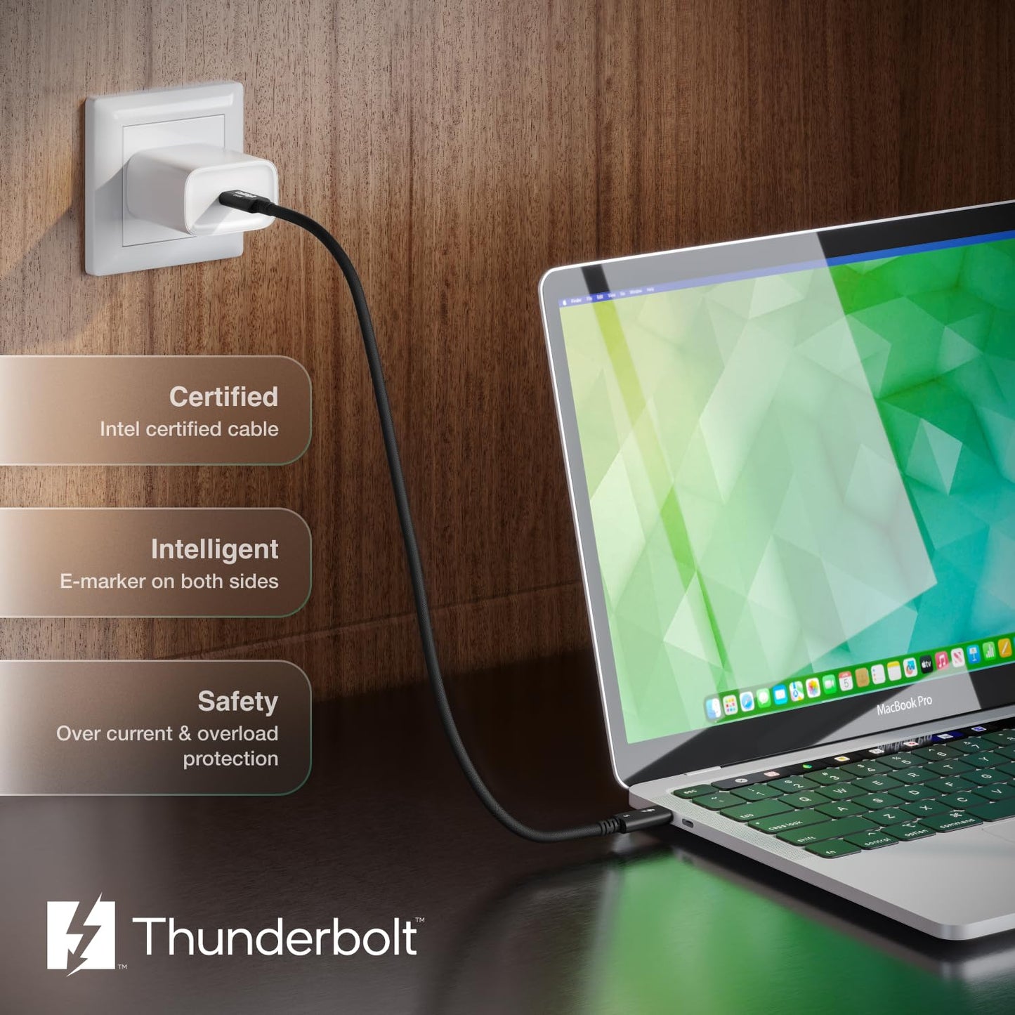 CalDigit Thunderbolt 5 Pro Braided Cable - 120Gbps 240W Power Delivery, Compatible with Thunderbolt 3, 4, USB4 Type C, MacBook Pro, iMac, iPhone 16 Max, Black (1m/3.28ft/39.37 Inches)
