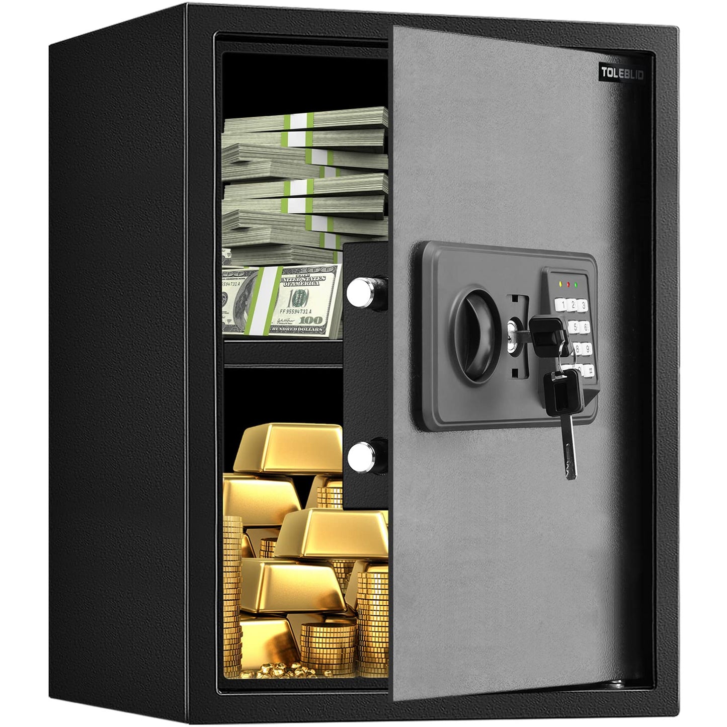 3.0 Cub Large Home Safes Fireproof Wterproof, Anti-theft Fireproof Safe with Programmable Keypad, Spare Keys and Alarm Systerm, Digital Home Security Safe Box for Document Money Medicines