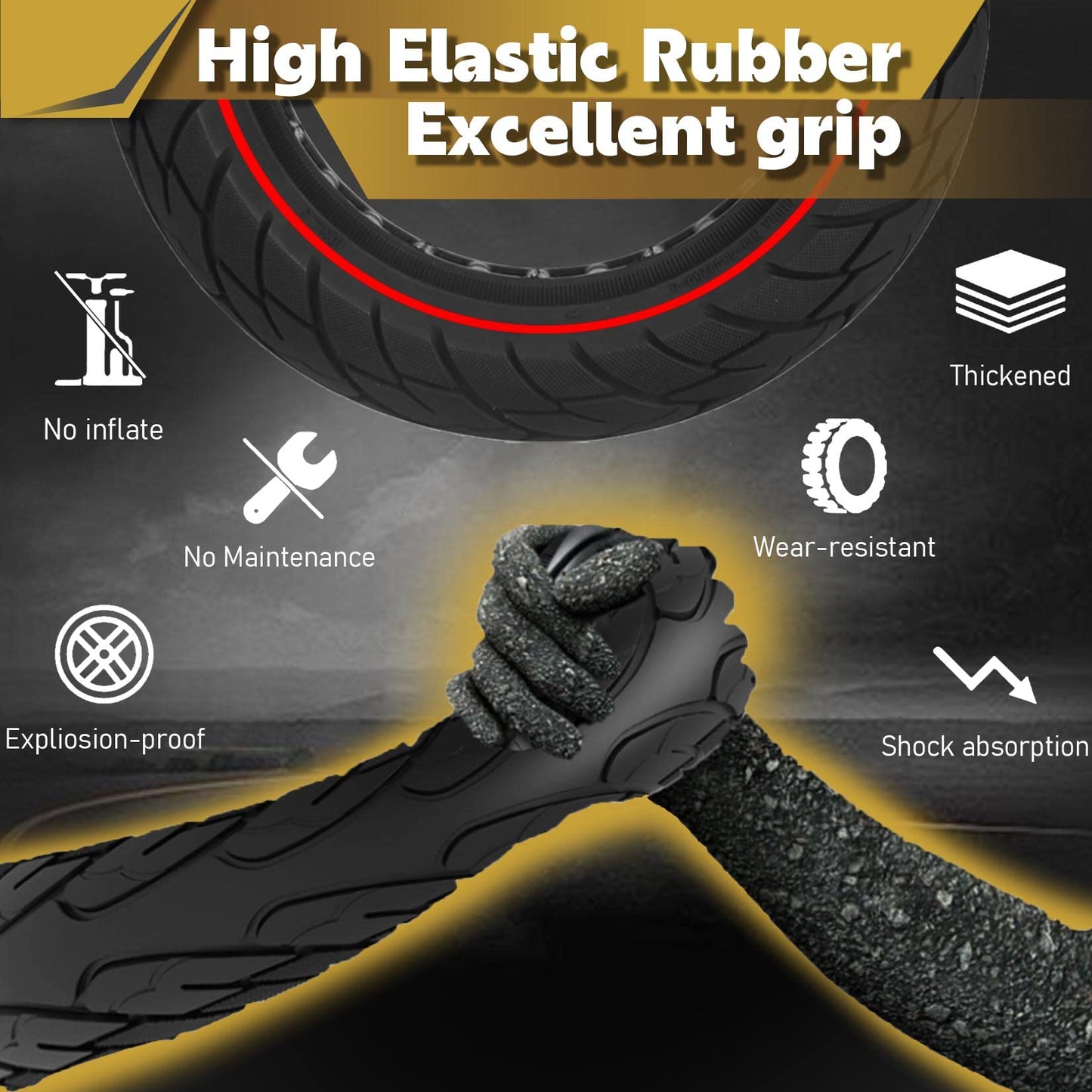 Felixstory 10x2/54-152 Solid Tire, 10x2.125 Tubeless Tires Fit for Swagtron SG-5, VOLPAM SP01/SPT7, Gotrax GXL V2, Ninebot F25/ D40X/ D18W/ D28U, Replacement for 50/75-6.1, 10x2 Original Tire, Red