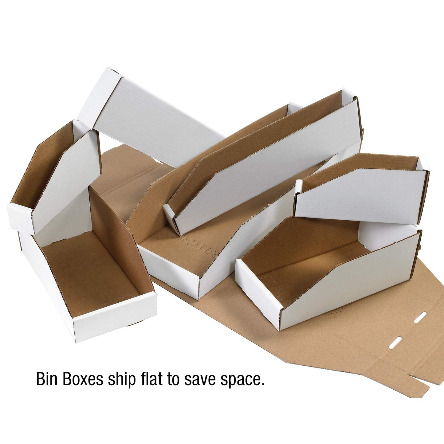 BOX USA BBINEB123 Open Top Bin Boxes, 3" x 12" x 4 1/2", Oyster White (Pack of 50)