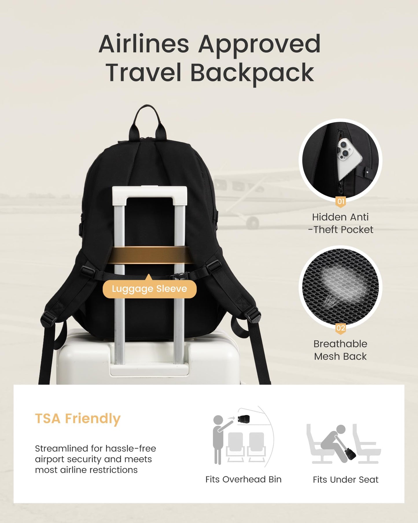 LOVEVOOK Laptop Backpack Women/Men with 40oz Cup Holder Buckle Strap, 17.3 Inch Tech-Ready Work Backpack, TSA-compliant for Travel & College with Versatile Mesh Pocket, Black