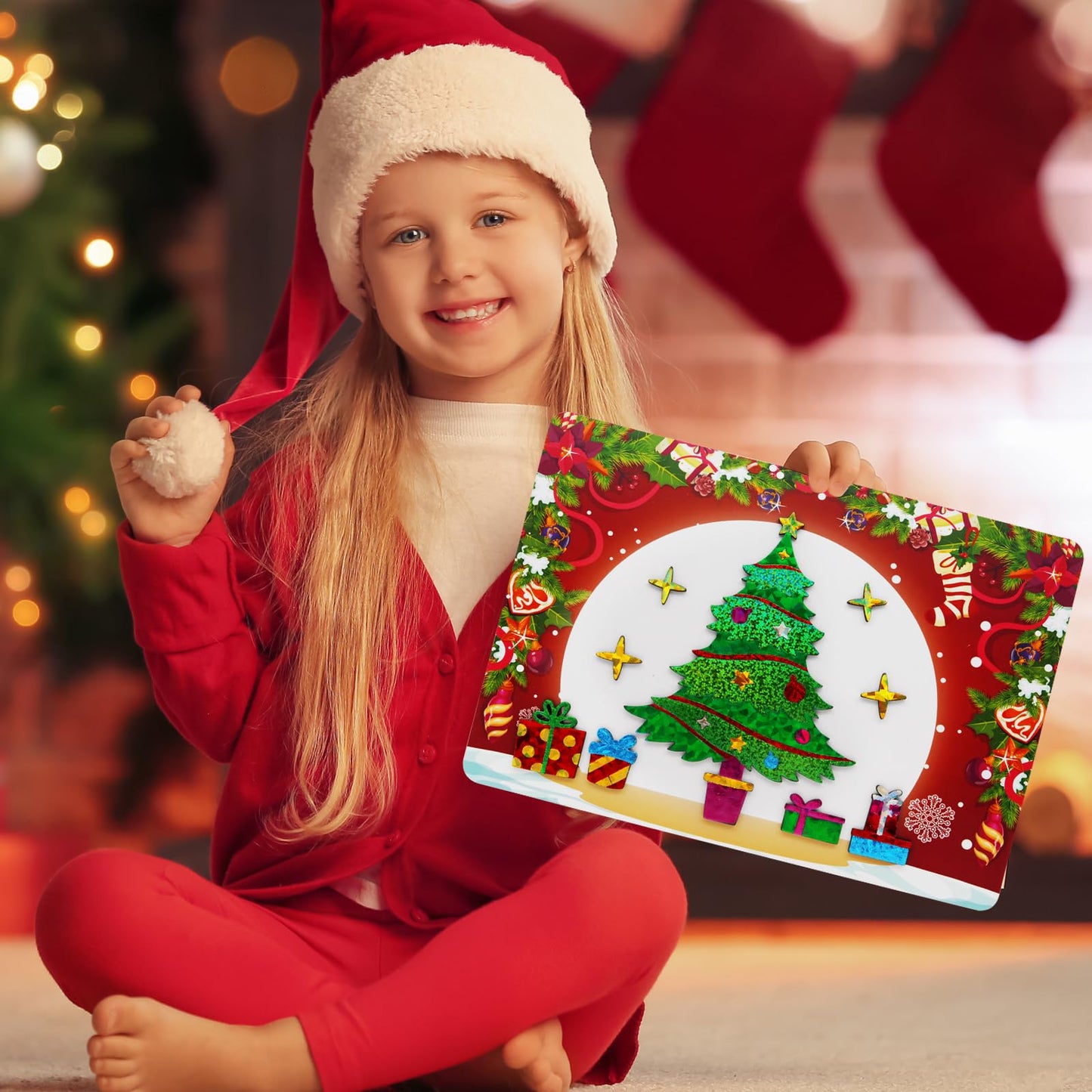 ZMLM Arts Crafts Gifts for Kids: Foil Art for 4 5 6 7 8 9 10 Year Old Girls and Boys - Foil Arts & Crafts Gifts for Kids - Little Children's Fun Birthday Activities Kits Travel Toys(Christmas)