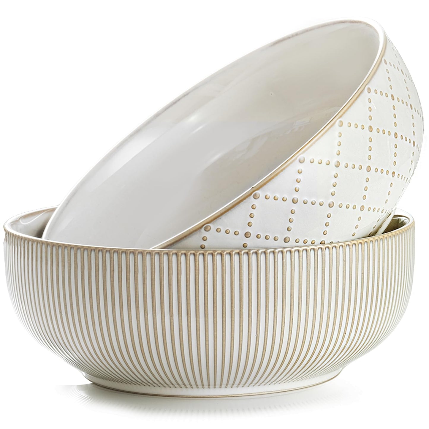 getstar Large Serving Bowls (9.5 inch & 92 fl oz), Ceramic Salad Bowl Set of 2, Microwave and Dishwasher Safe