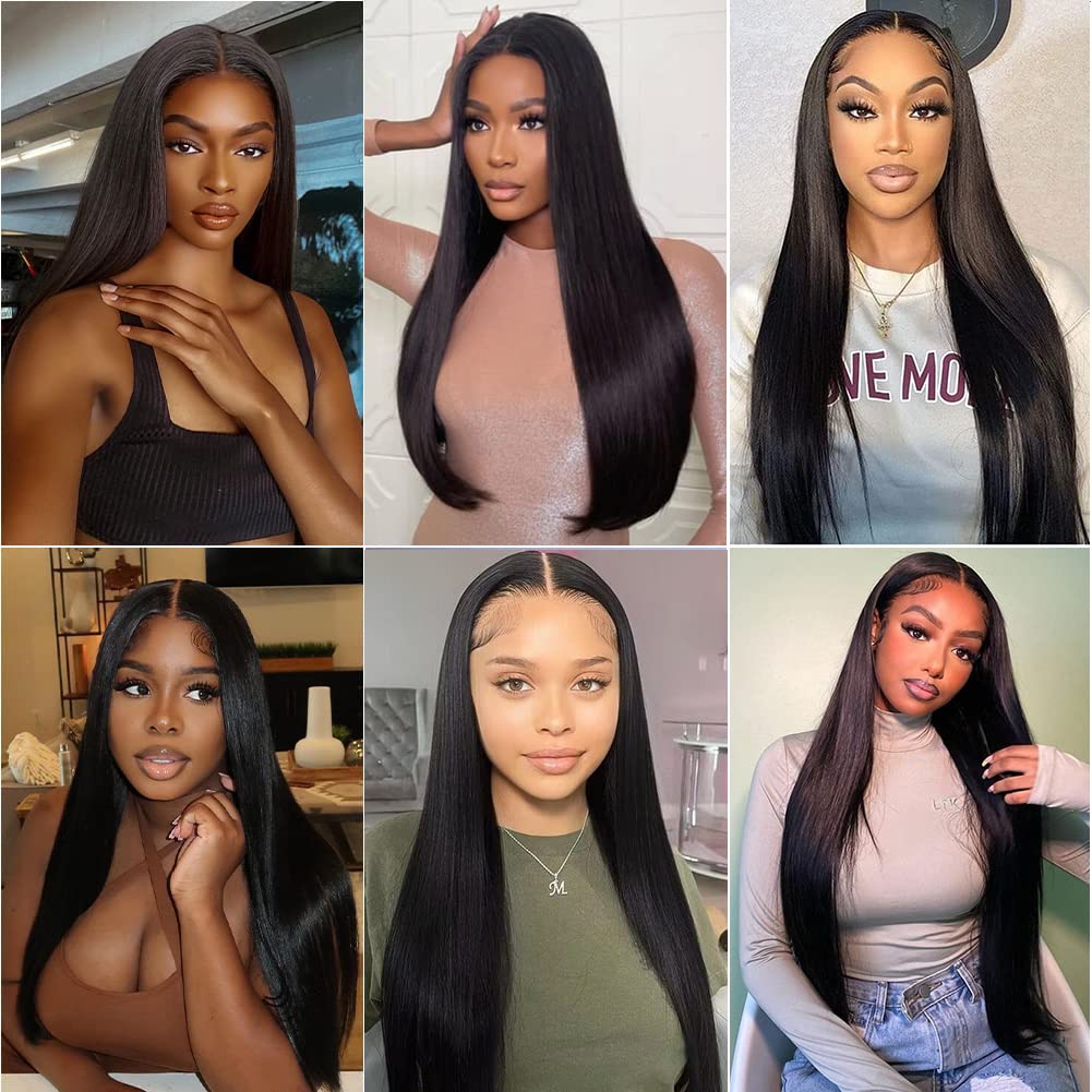 Lipai Hair Straight Lace Front Wigs Human Hair Pre Plucked 13x4 HD Transparent Lace Frontal Wigs Human Hair Natural Hairline 220% Density Glueless Brazilian Virgin Human Hair Wigs for Women 22 Inch