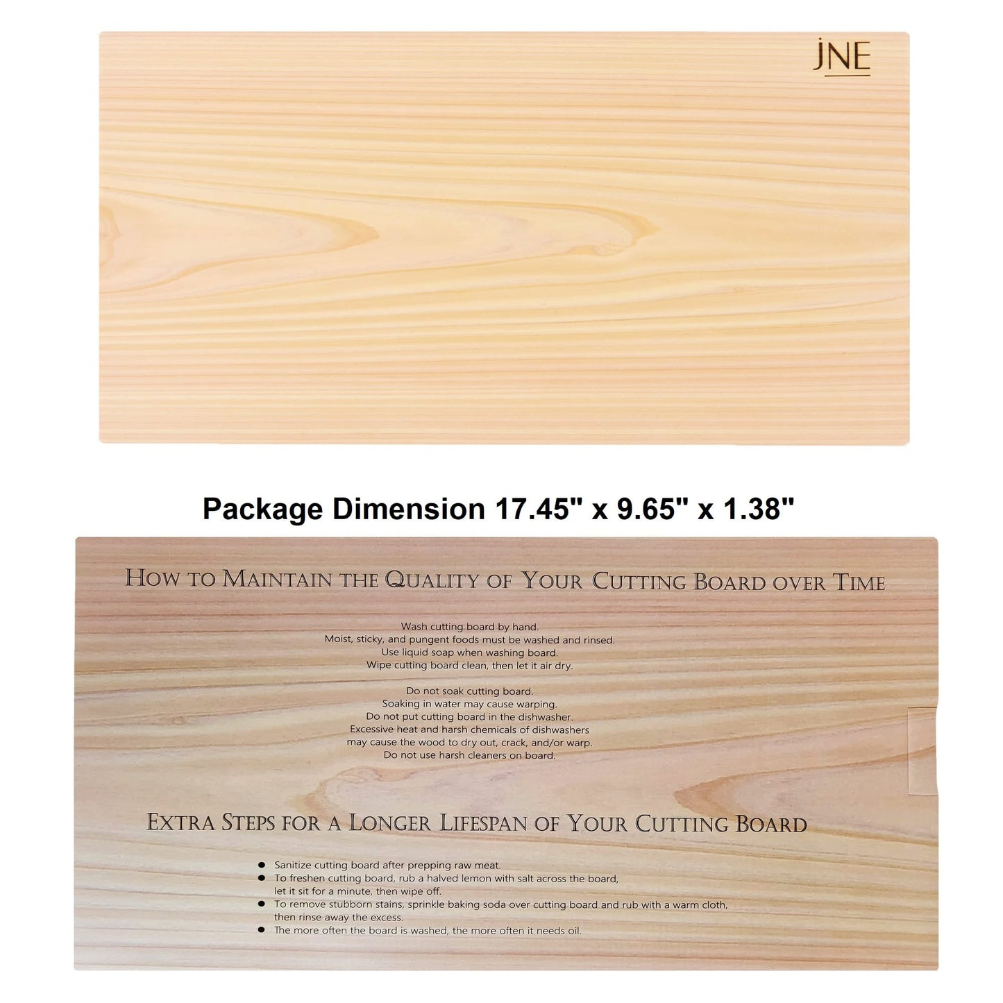Hinoki Cypress Reversible Wood Cutting Board, 17.3" x 9.5" x1", Chopping Board, Butcher Board, Serving Board, Solid Single Piece, No Joint, No Glue | Holiday Gift