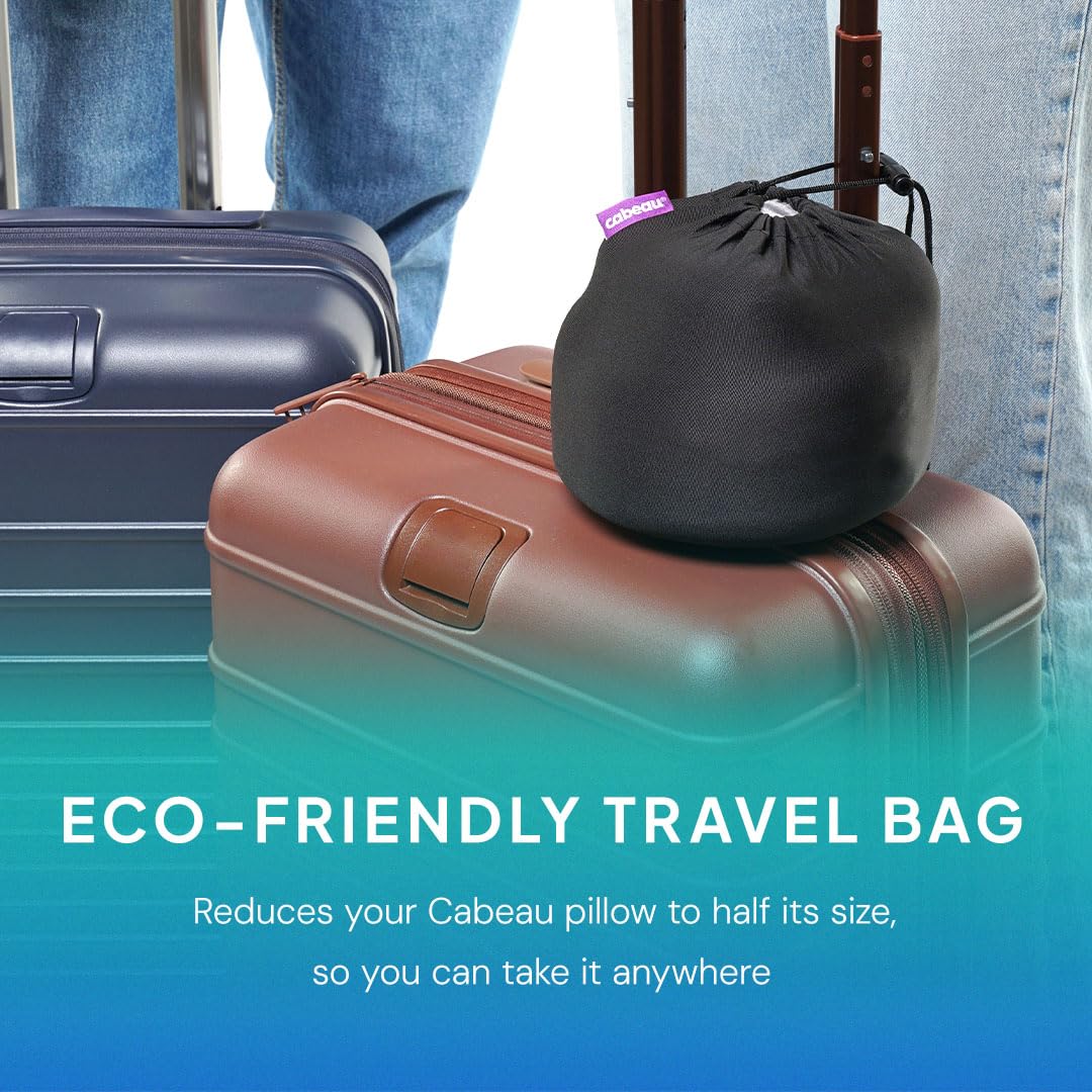 Softest Neck Pillow Ever for Travel – Evolution Earth Deluxe – 360° Head, Neck and Chin Support for Sleeping – Sustainable Memory Foam - Removable, Washable Cover with Compact Carrying Case (Wind)