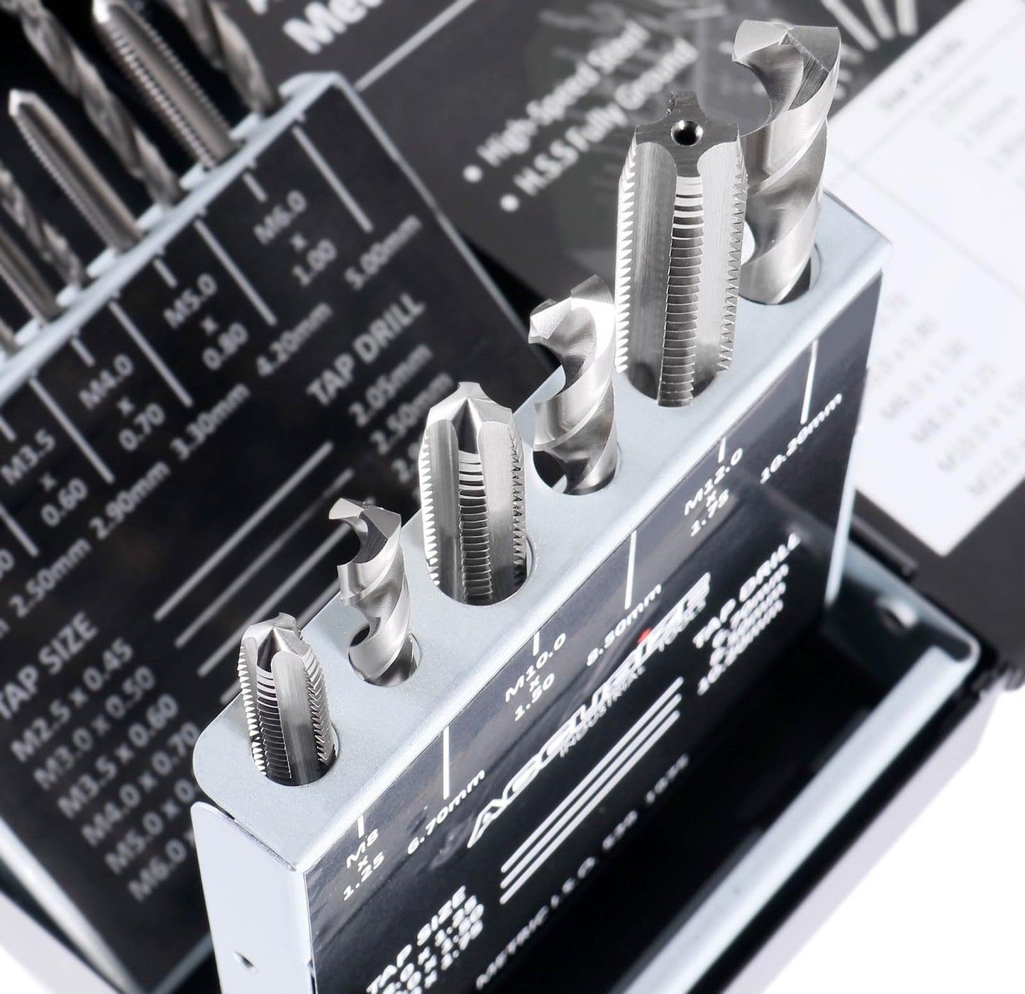 Accusize Industrial Tools Metric 18 Pc H.S.S. Tap and Drill Set, 0001-0052