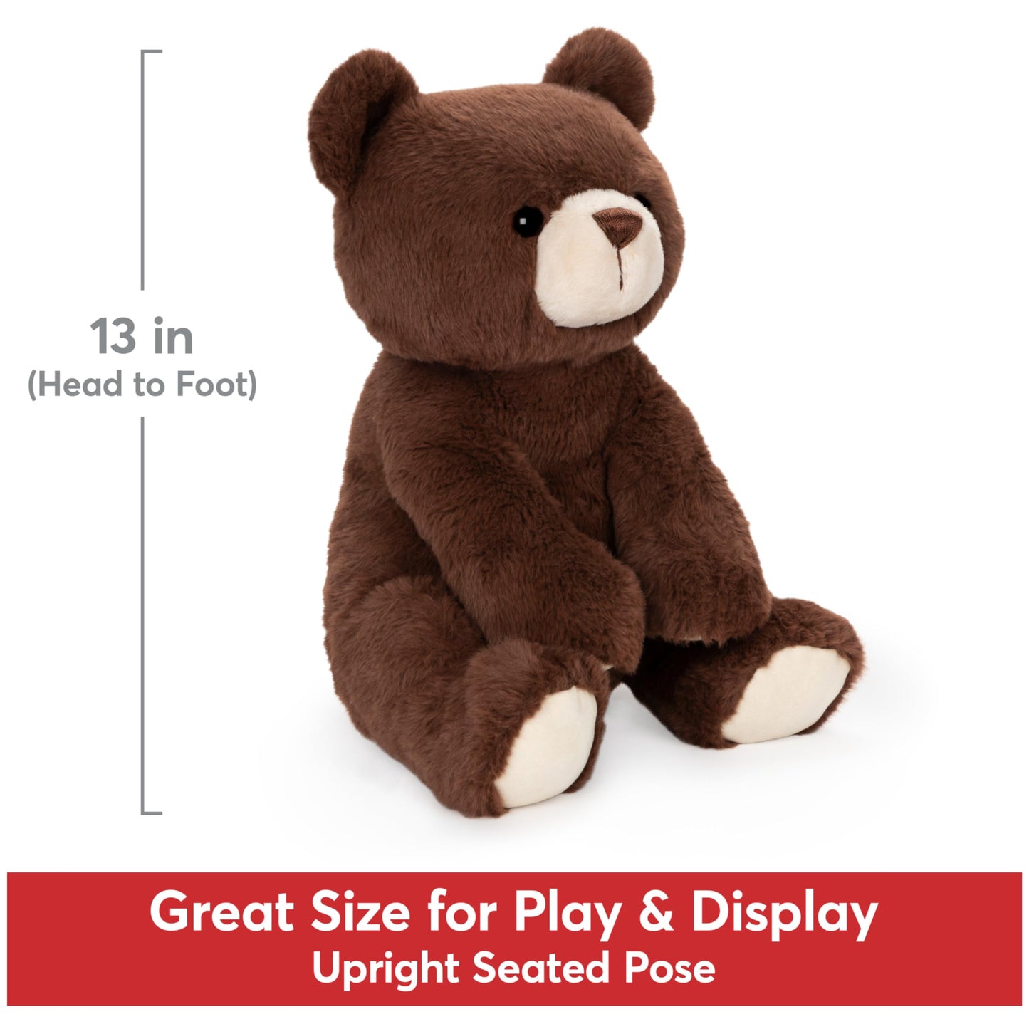 GUND Finley Teddy Bear, Premium Stuffed Animal for Ages 1 and Up, Chocolate Brown, 13”