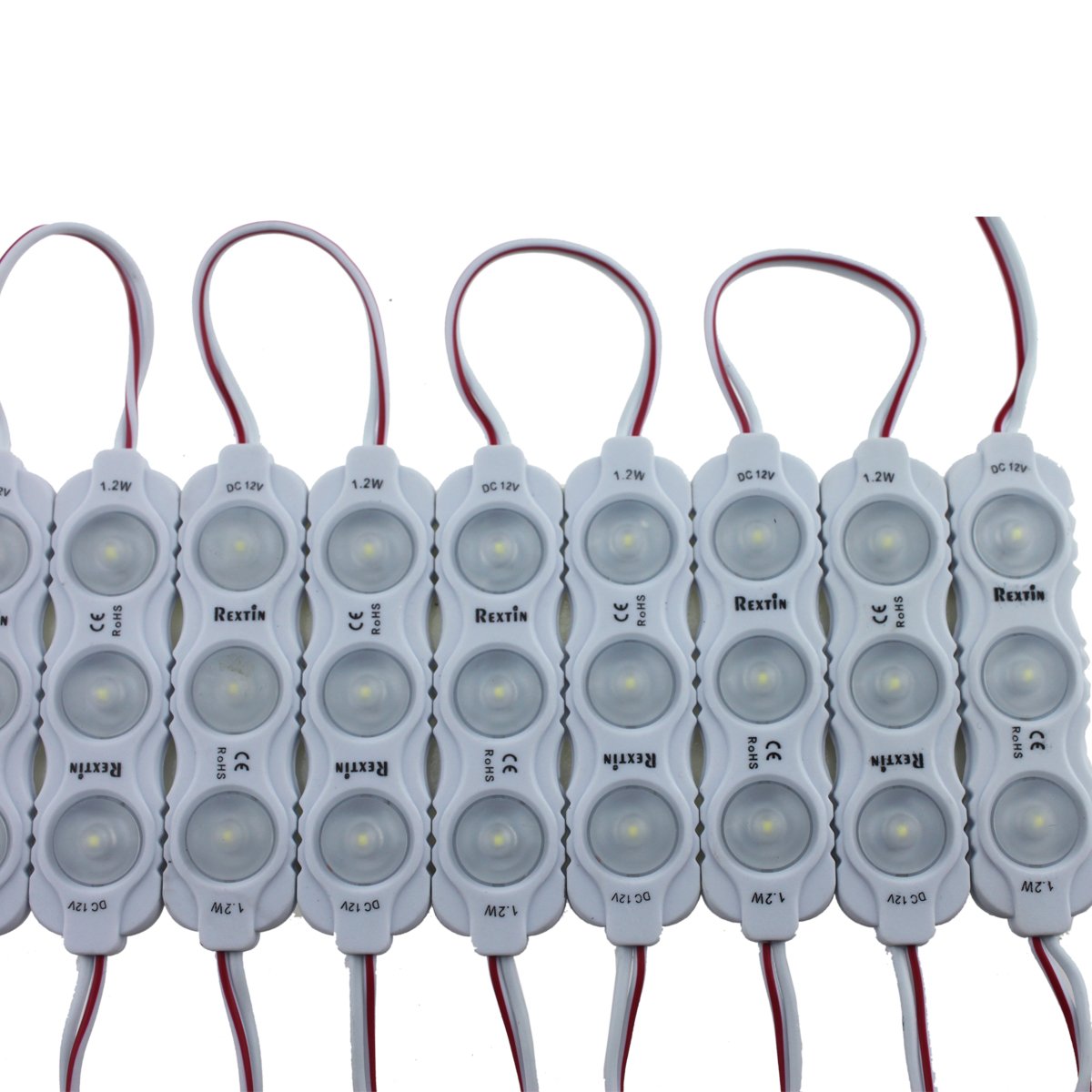 REXTiN Super Bright 200pcs New Model 2835 3 LED Module 120-150LM Per Module Waterproof Decorative Light for Letter Sign Advertising Signs with Tape Adhesive Backside (White)