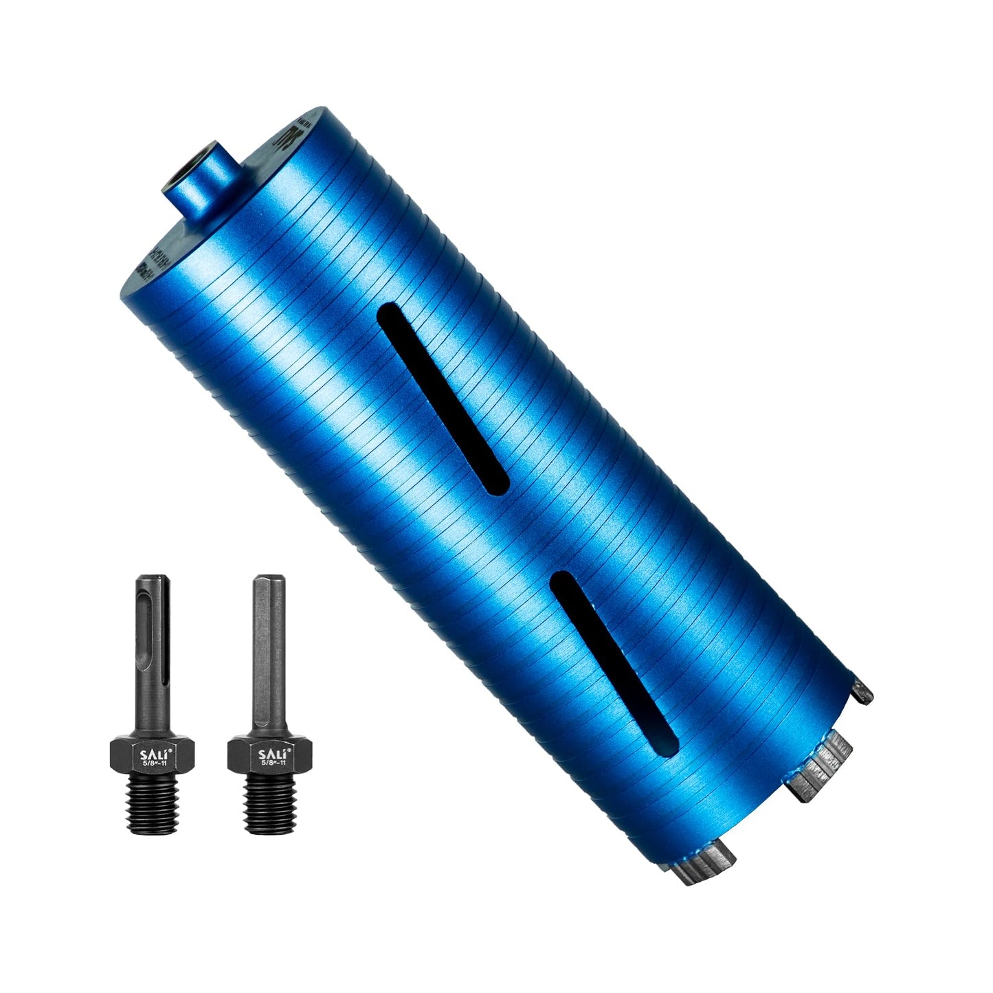 SALI Diamond Core Drill Bits 3 1/2" Diameter 10"/254mm Drilling Depth 5/8-11" Thread Core Bit Turbo Laser-Welded Segments for Cured Concrete with Brick, Block, Masonry, with Two Adapters