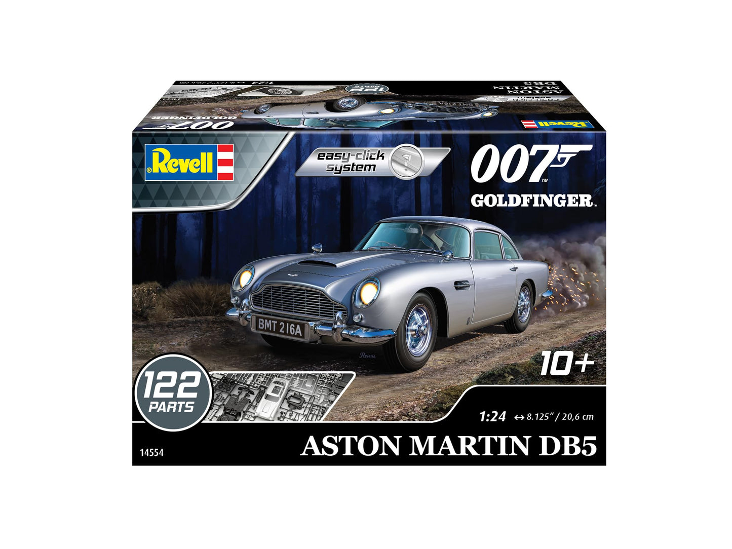 Revell 14554 Aston Martin DB5 James Bond 007 Goldfinger 1:24 Scale 122-Piece Skill Level 2 Model Car Building Kit