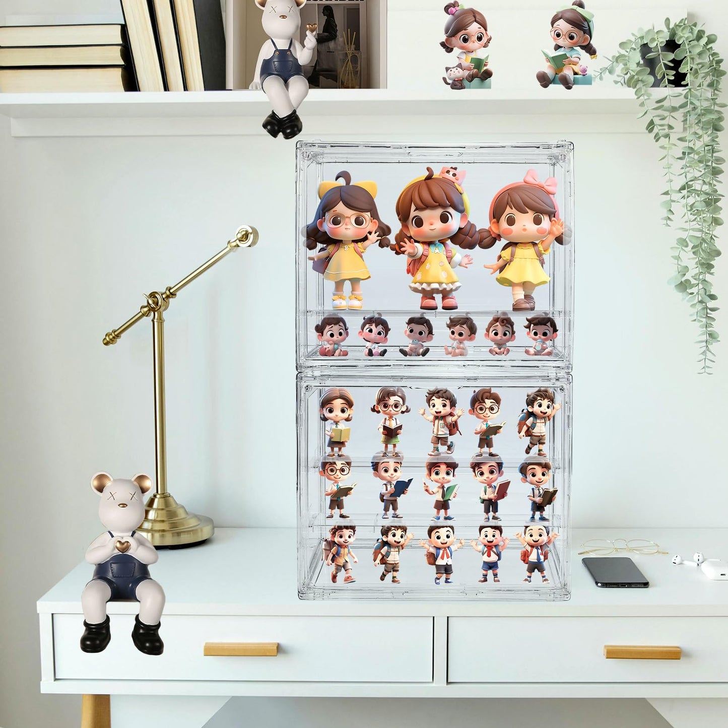 POLRAI 3 Packs Display Boxes for Figures Stackable Detachable Display Stand Dustproof Showcase Storage for Collectibles and Action Figures Mini Toys (3 Tiers)