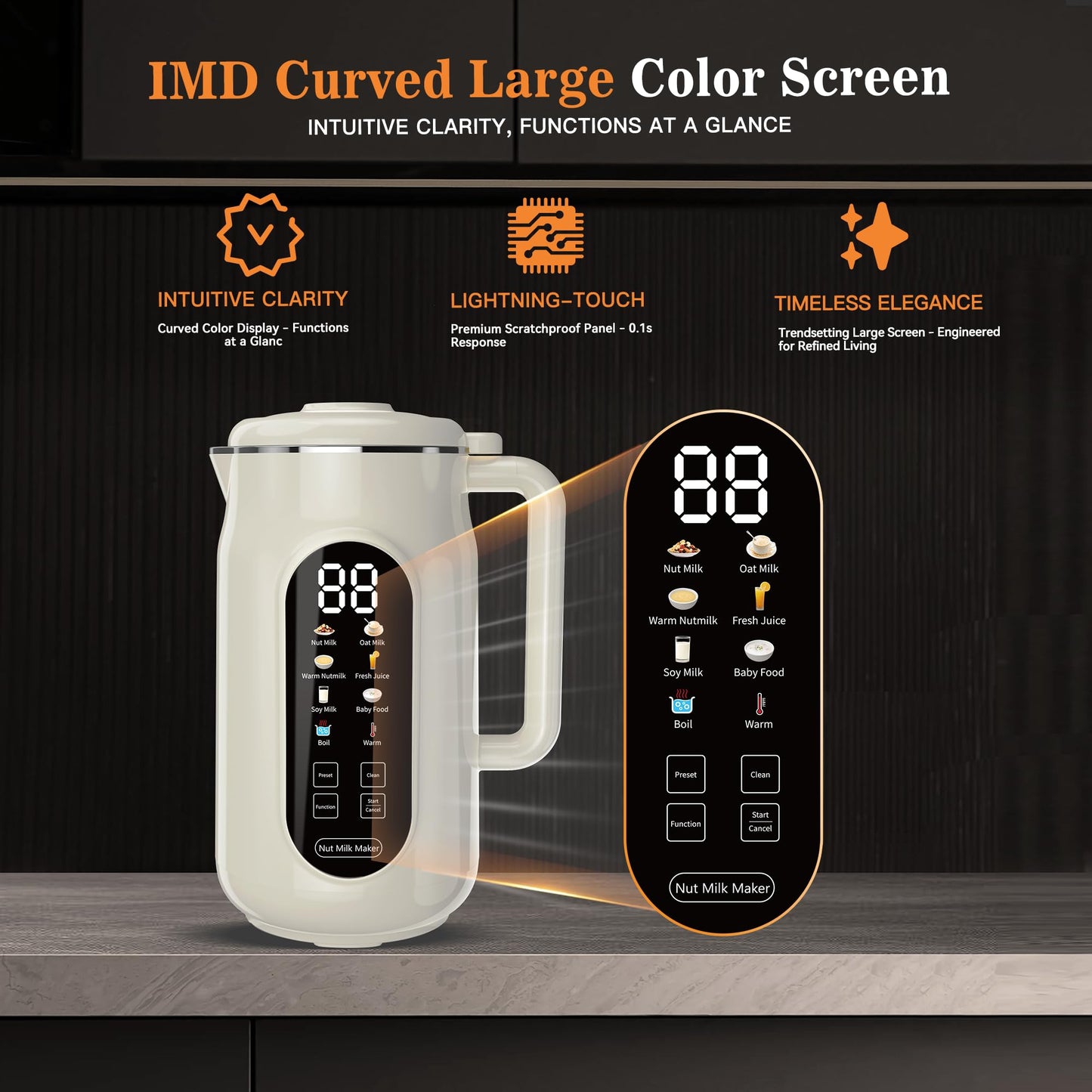 10 in 1 Nut Milk Maker Machine, 42oz IMD Screen Almond Milk Maker, Soy Milk Maker with Self-Cleaning, Delay Start, Keep Warm, Boil Water, Automatic Plant-Based Milk Blender for Soybean, Oat, Coconut