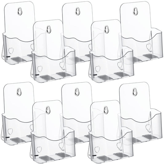 Chinco 10 Pieces 6 x 8 Inches Acrylic Brochure Holder Bulk, Clear Literature Holder Plastic Flyer Display Stand for Pamphlet Vendors Magazine Document Booklet Menu Trifold Wedding Party