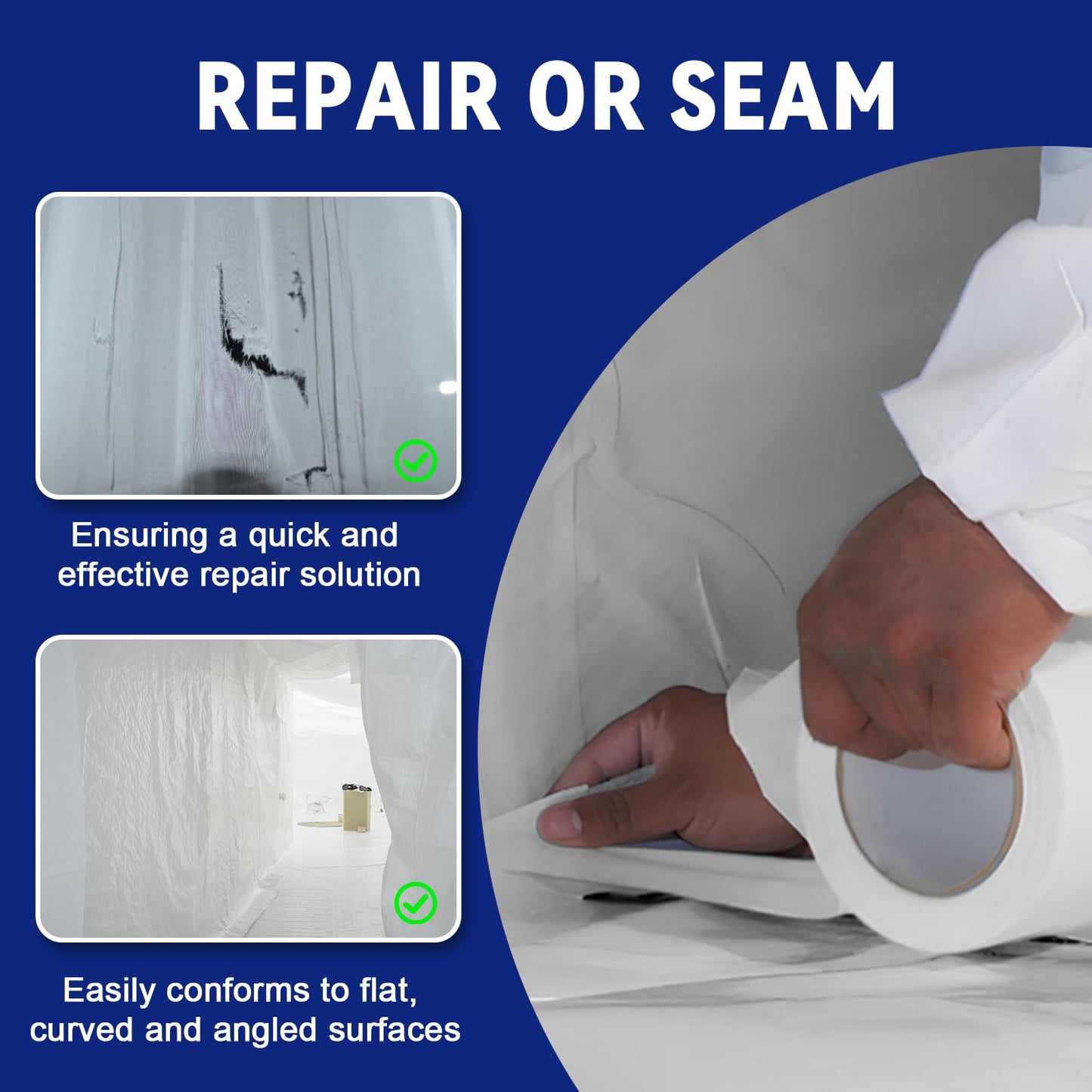 Bghdas 4 Roll, White Vapor Barrier Tape, 4" Wide x 180' Long, PE 9 mm Polyethylene Tape, for Stucco Waterproof Moisture Barriers Seal and Seam, for Crawlspaces, Insulation Repairs & Plastic Liners