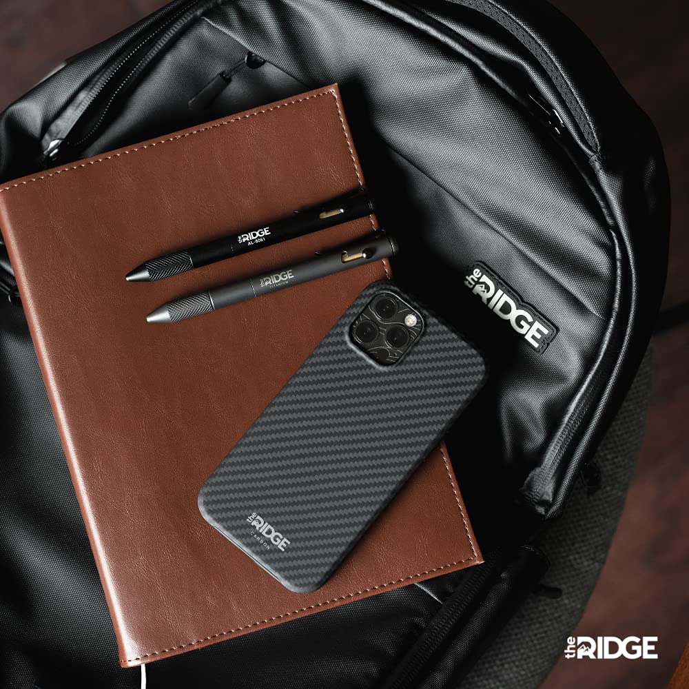The Ridge Bolt Action Ballpoint Pen | Metal Retractable Compact Writing Instrument | Textured Grip & Internal Pressurized Refill | Royal Black