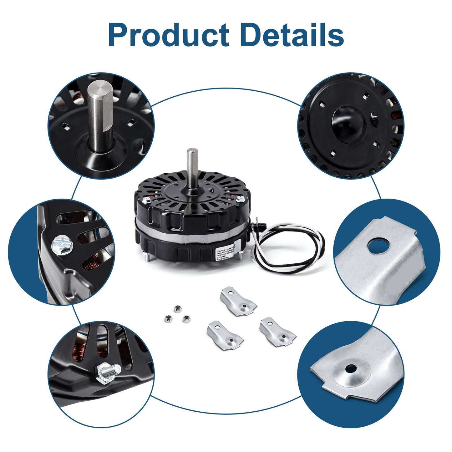 Criditpid F0510B2944, F0510B2497 Power Vent Attic Fan Motor Replacement for Lomanco Lomancool 2000 & 1800 Series. 3.4 Aamps, 120 Volts, 1/10HP, 1100RPM Motor.