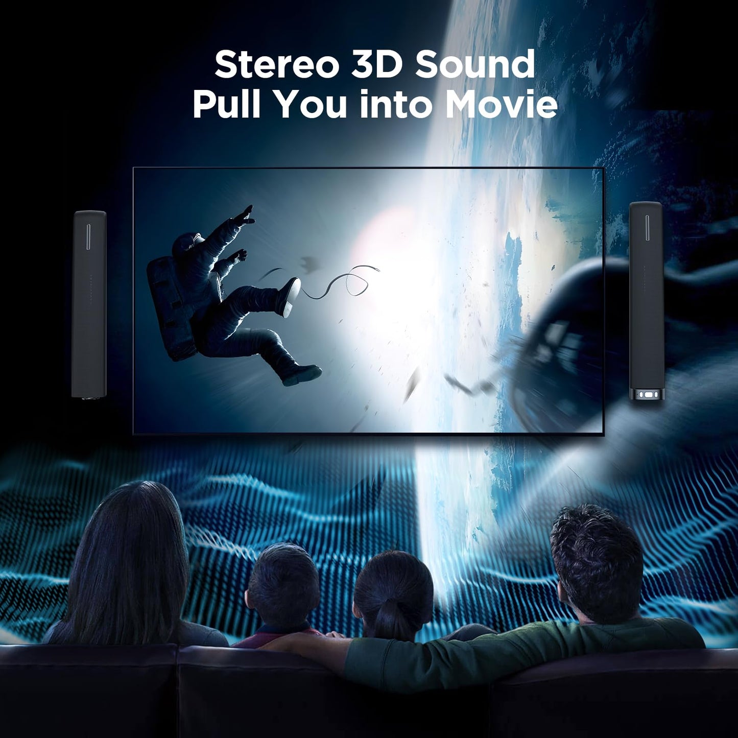 Assistrust Sound Bar for Smart TV,90W Soundbar with Bluetooth/ARC/Optical/AUX Connect, Auto Volume Boost, 3 Customizable Equalizer Modes, 2 in 1 Detachable Soundbar for TV/PC/Gaming/Projectors