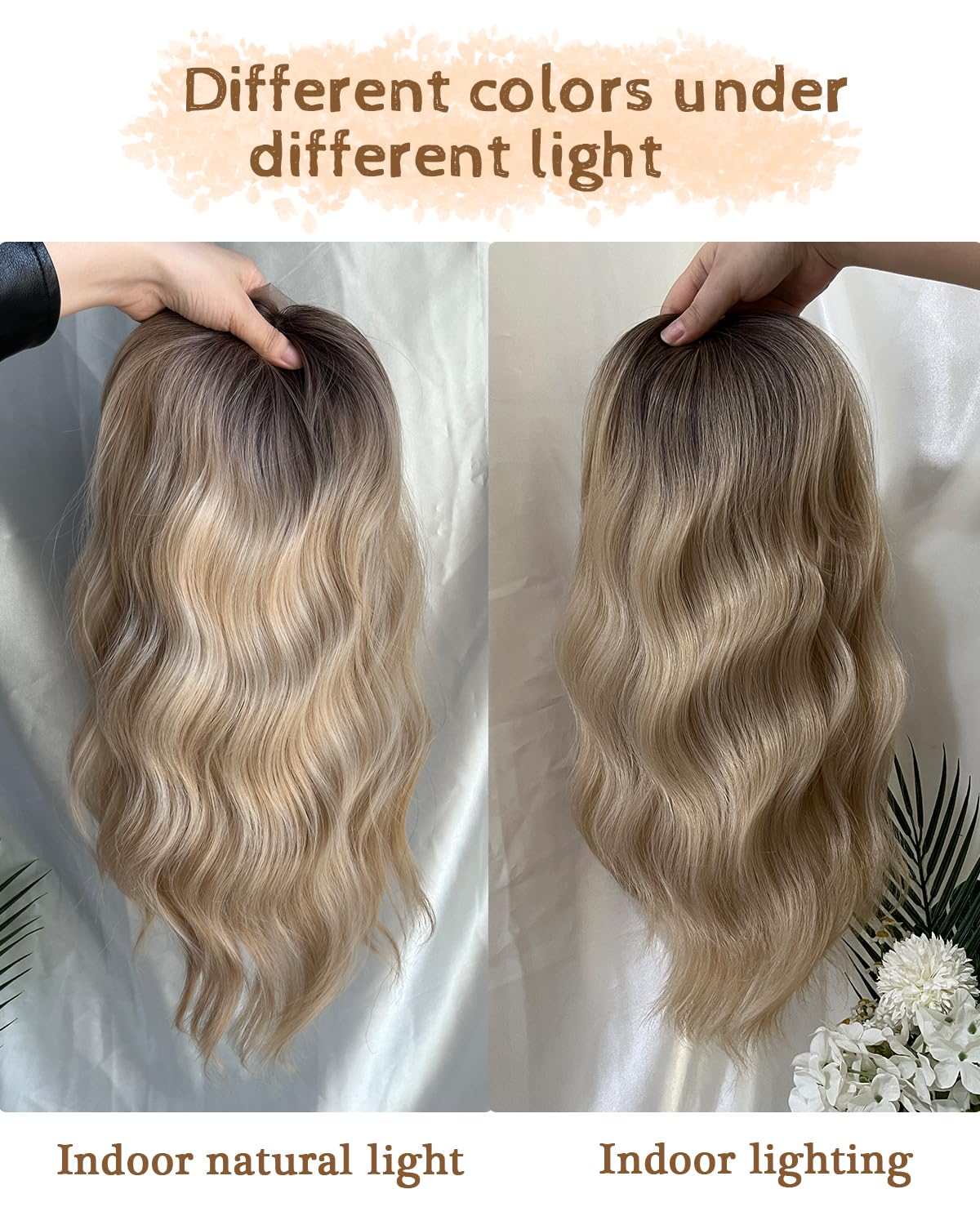 PANEWAY Hair Topper 16Inch Hair Toppers For Women with Thinning Hair 6.5’’x6.5’’ Ladies Wiglets Toppers Hair Pieces for Women - Ombre Dark Root to Blonde