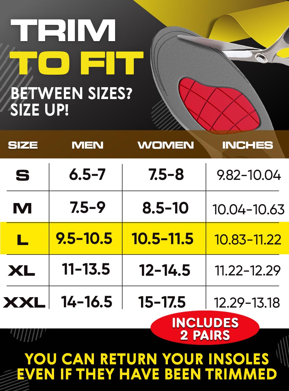 2 Packs of Work Orthotic Insoles - Anti Fatigue Medium Arch Support Shoe Insert Men Women - for Plantar Fasciitis Flat Feet Leg - Relieve Foot Pain - Work Boot Insoles for Standing All Day (Gray, L)