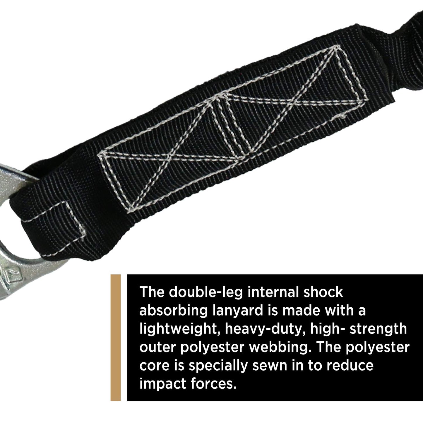 AFP 6FT Double Leg Internal Shock Absorbing Safety Fall Protection Lanyard with Dual Pelican Rebar & Snap Hook |Heavy-Duty Webbing | OSHA & ANSI Rated (Steel)