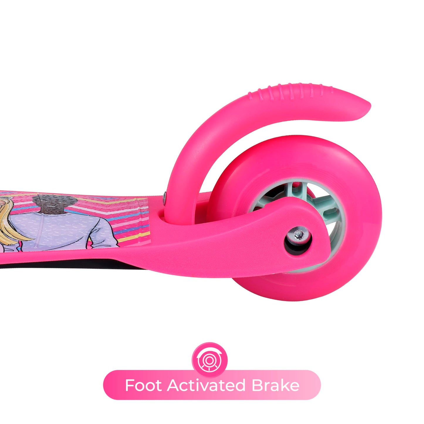 Barbie Self Balancing Kick Scooter with Light Up Wheels, Extra Wide Deck, 3 Wheel Platform, Foot Activated Brake, 75 lbs Limit, Kids & Toddlers Girls or Boys, for Ages 3 and Up