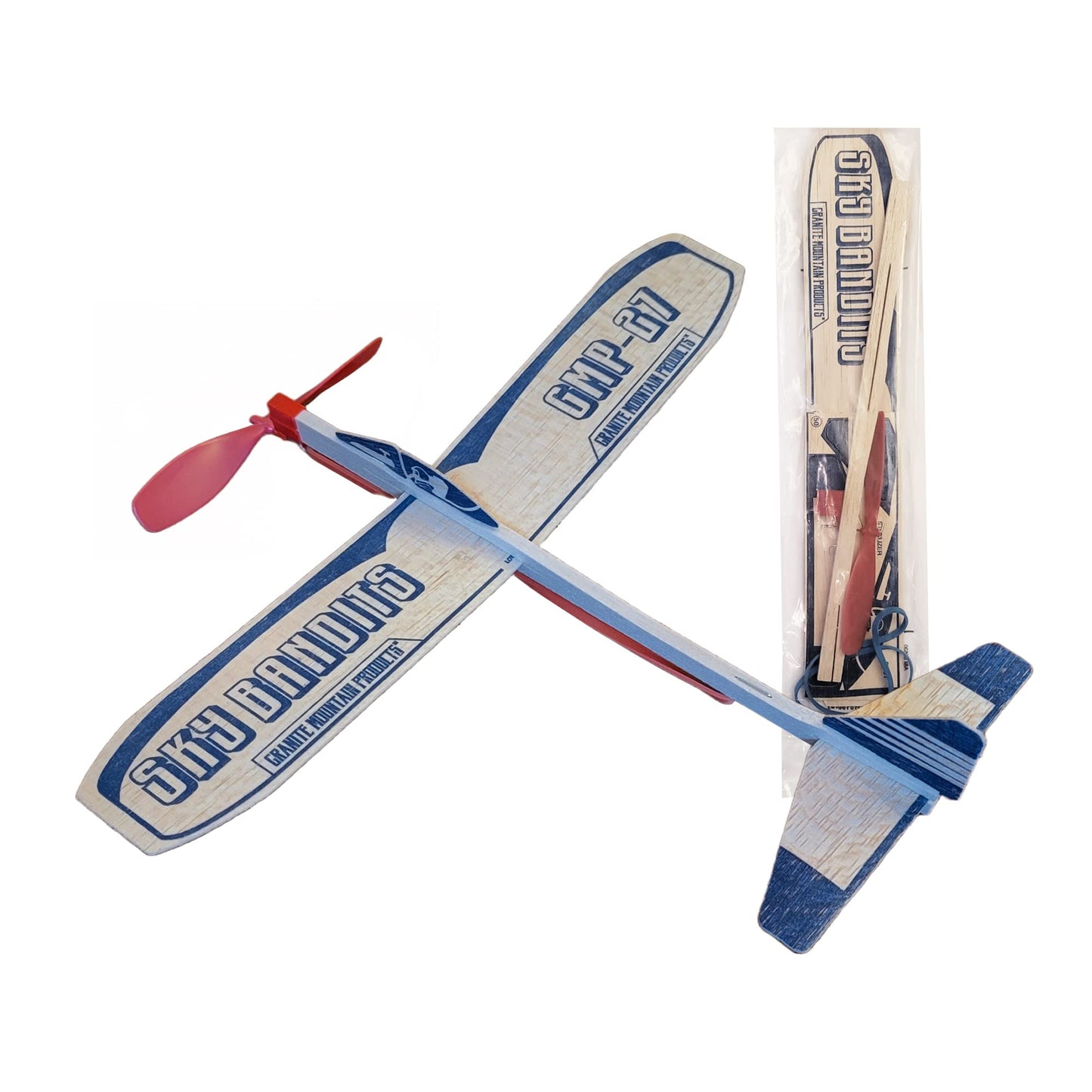 GRANITE MOUNTAIN PRODUCTS Balsa Wood Plane Kits | Gliders & Propeller Set, 4 Wood, 2 Propeller with Elastic, Gliders, Miniature Toy Kit