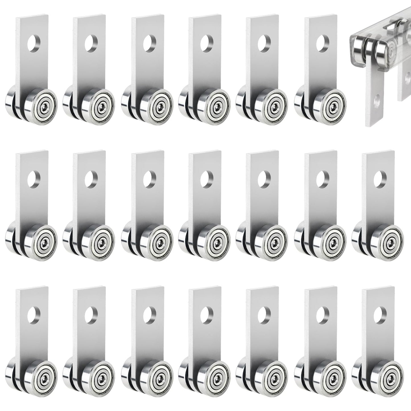 20 Pack 2 Wheels Trolley Assembly Rollers, 2 Bearings Strut Channel Trolley Hardware, Stable Strut Roller Trolley for 1-5/8" Wide and All 1-5/8" or Taller Strut Channel (Pack of 20)