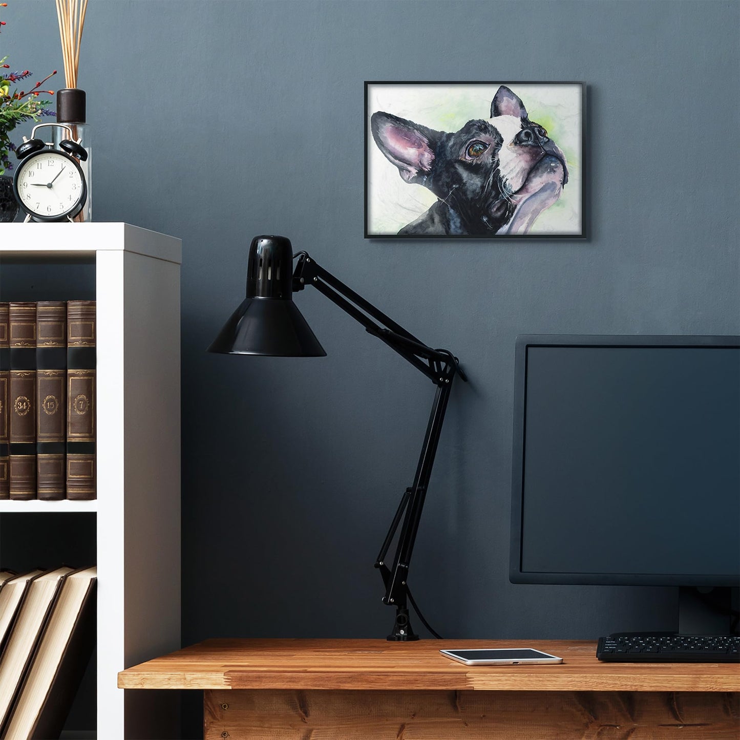 Stupell Industries Boston Terrier Dog Pet Animal Watercolor Painting Prints, 11 x 14, Multi-Color