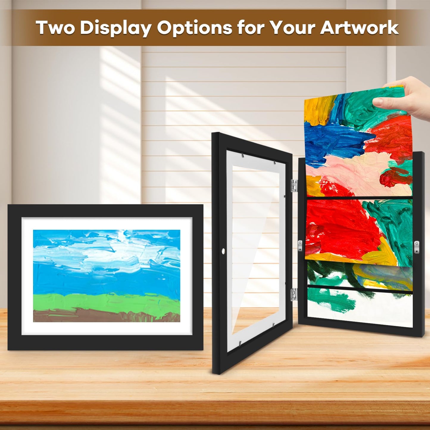 NEUERMOND 3 Pack Kids Artwork Frames 10x12.5 Inch Changeable Kids Art Frame with Front Opening for Art Display, Horizontally Vertically Wall Mount for Kids Drawing & School Projects (Black)