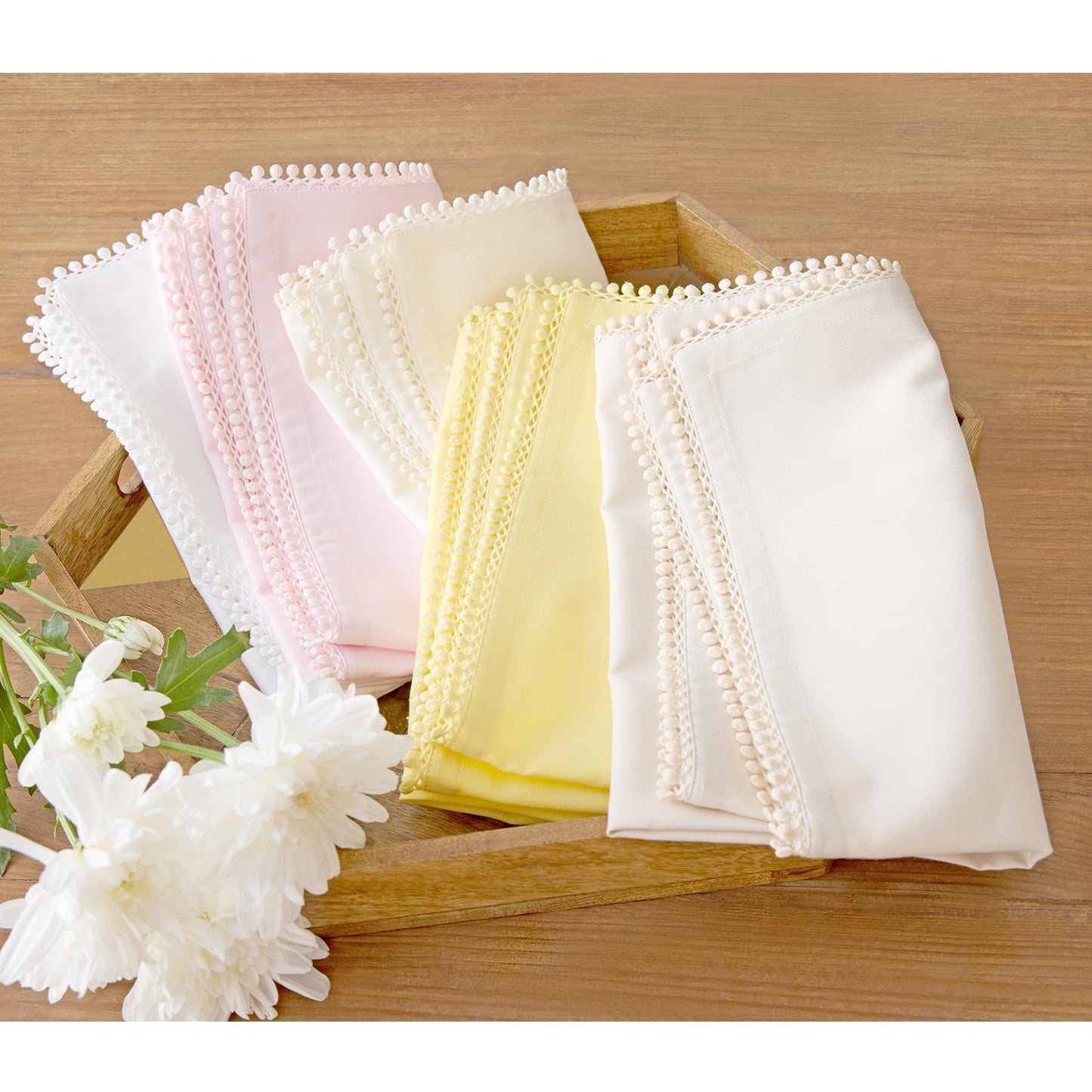 Solino Home Ivory Cloth Napkins Set of 4 - Decorative Cotton Linen Dinner Napkins 20 x 20 Inch for Summer - Maddie Machine Washable