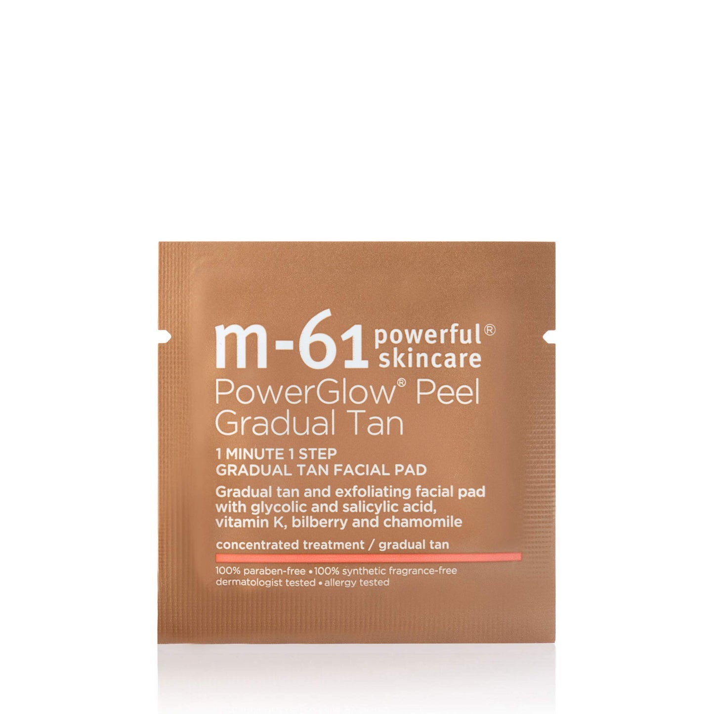 M-61 PowerGlow® Peel Gradual Tan - 10 Treatments- 1-minute, 1-step exfoliating and gradual tan glow peel with glycolic, vitamin K & chamomile