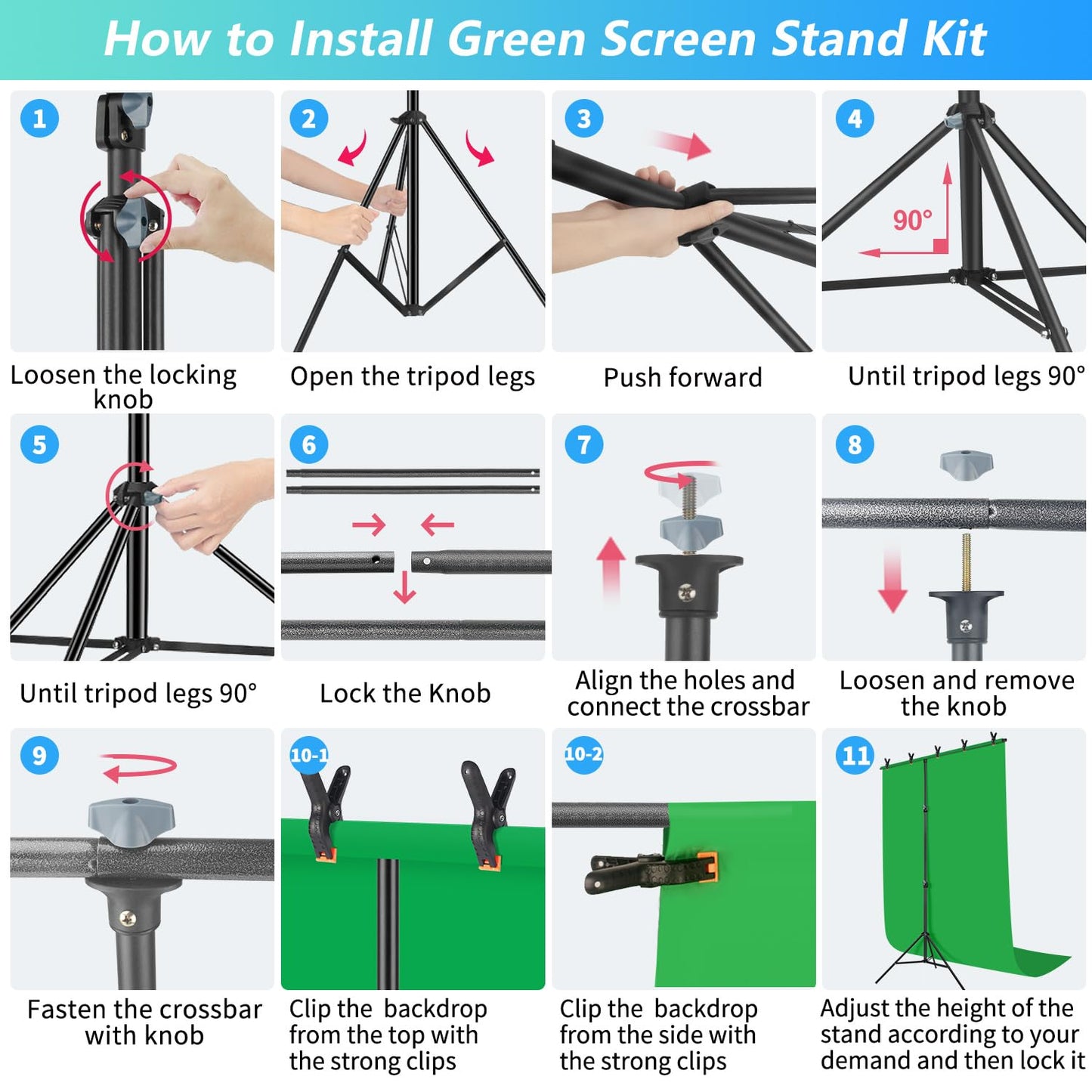 JEBUTU Green Screen Backdrop Kit with Stand, Green Screen Backdrop with Stand Kit,5X6.5ft Portable Green Screen Stand kit, GreenScreen Background with Stand Carrying Bag Clamp for Streaming Video Zoom