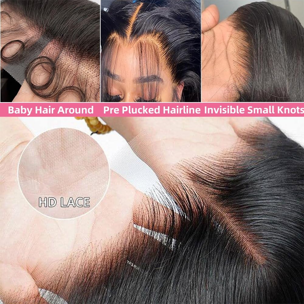 28 Inch Straight Wigs Human Hair 13x4 Hd Transparent Lace Front Wigs Human Hair 180 Density Glueless Wigs Human Hair Pre Plucked Pre Cut With Baby Hair