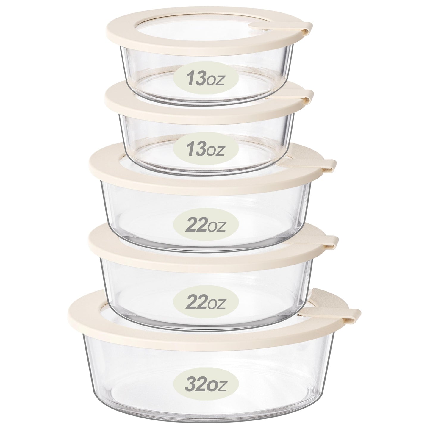 Urban Green Glass Food Storage Containers with Glass Lids, Microwave Safe Food Container Set, Aitight Meal Prep Container Set, LeakProof, 100% Plastic Free, 5 Pack