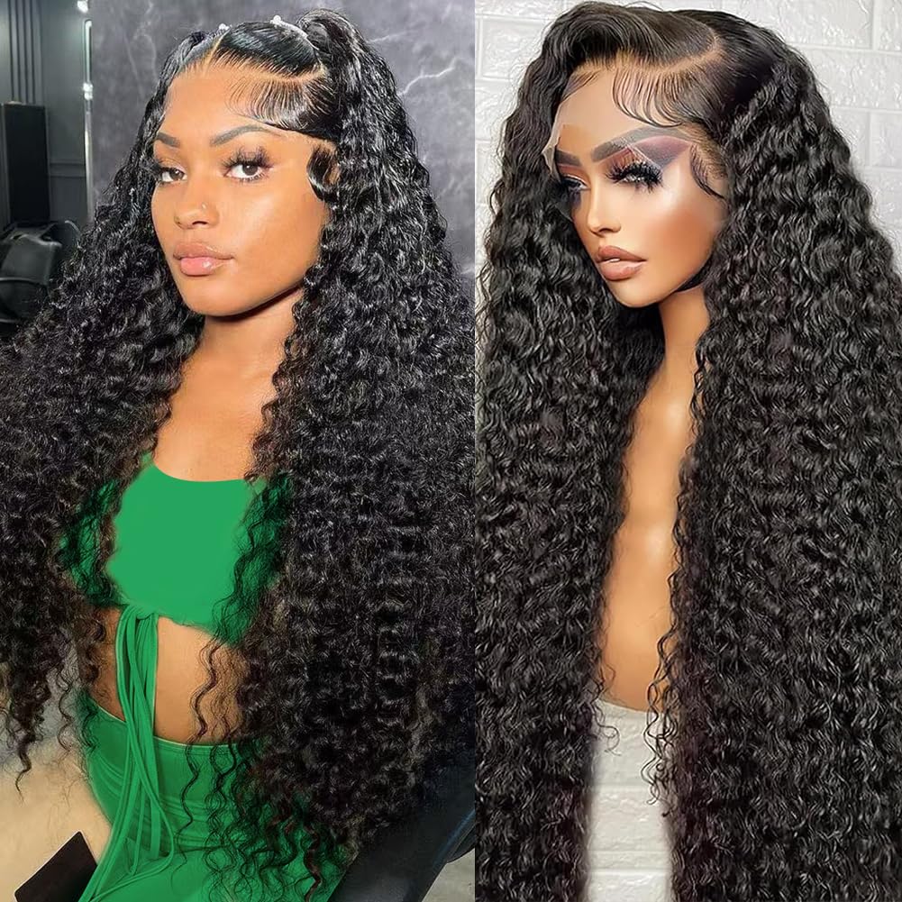 30 Inch Deep Wave Lace Front Wigs Human Hair 13x6 HD Lace Front Wigs Human Hair Pre Plucked 200% Density Deep Curly Human Hair Lace Frontal Wigs For Women