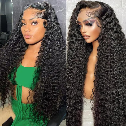 30 Inch Deep Wave Lace Front Wigs Human Hair 13x6 HD Lace Front Wigs Human Hair Pre Plucked 200% Density Deep Curly Human Hair Lace Frontal Wigs For Women