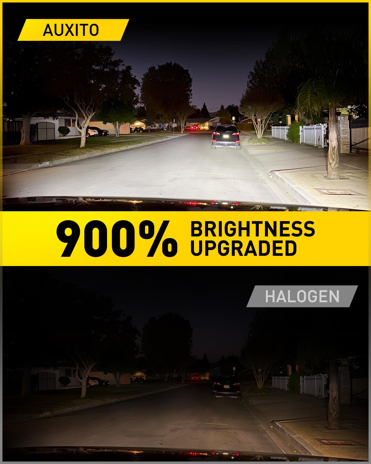 AUXITO 9005 H11 LED Bulbs Combo, 60,000LM Super Brighter, 1:1 Halogen Mini Size, 6500K White H9 H8 HB3 Driving Light Bulbs, Plug and Play,Pack of 4