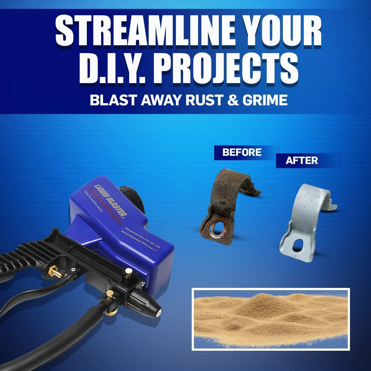 LE LEMATEC Portable Sandblaster Gun Kit, Air Compressor Sand Blaster, Paint & Rust Remover, Abrasive Media & Soda Blaster for Metal, Wood, Automotive & DIY Surface Prep, AS118-2C