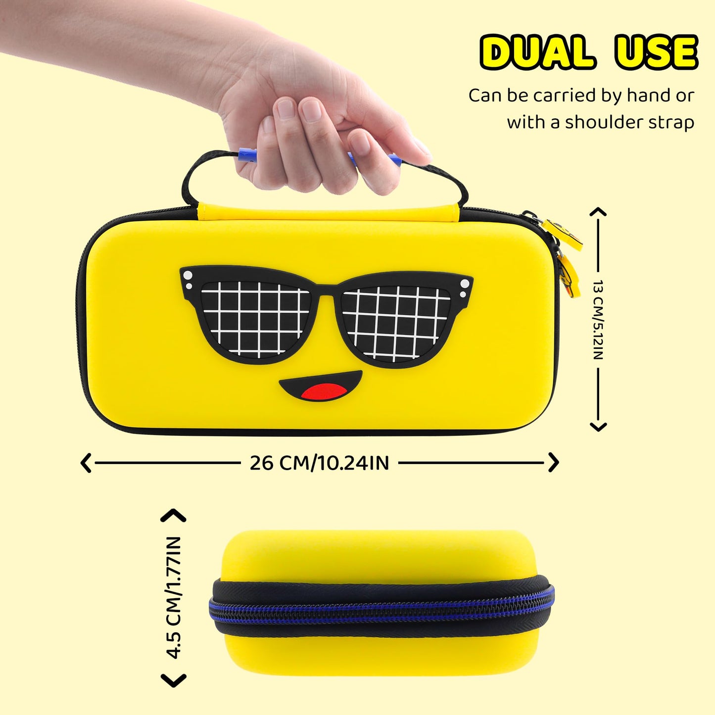 HYPERCASE Yellow Switch Case Kit for NS Accessories, with Portable Switch Carrying Travel Case, Hardshell NS Protective Cover Skin of Peely, HD Screen Protector & 2 Cute Thump Caps - Fit Boys Girls