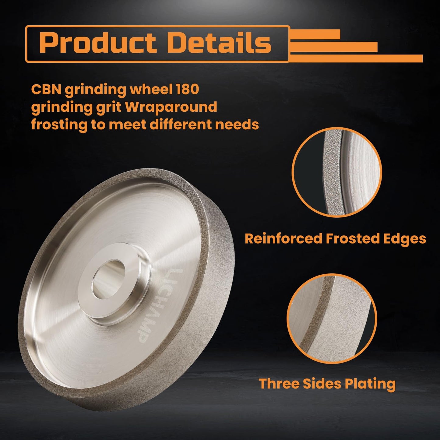 Lichamp 6" CBN Grinding Wheel, 6" x 1" Wide x 1" Arbor, 180 Grit, Steel CBN Wheel for Sharpening High Speed Steel Tools Woodturning Tools