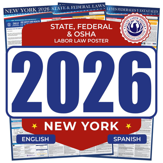 2026 New York State and Federal Labor Law Poster - English Spanish Combo - OSHA Workplace Compliant - Mandatory Regulations Posting for Employees - Required Compliance Posting 17" x 40" Laminated (English Spanish Combo)