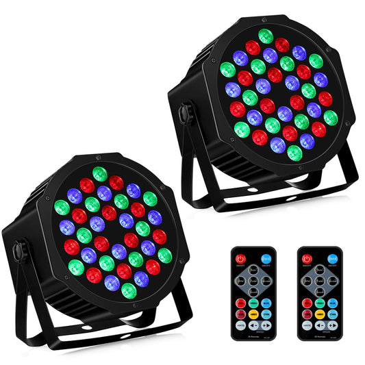 36LEDs RGB Stage Lights 2Pack - 36W Par Lights Sound Activated Remote & DMX Control by Corded Electric Uplights for Events Wedding Club Band Music Dance Show DJ Party Lighting